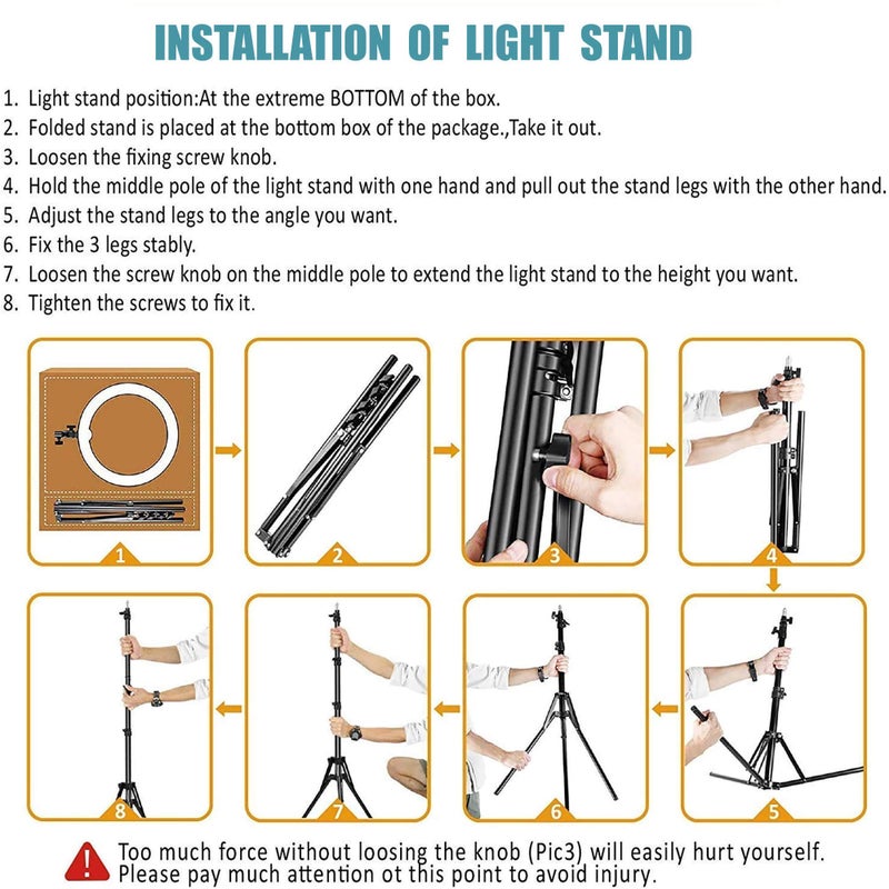 VILTROX مجموعة إضاءة حلقة VILTROX 45W 3400LM بقطر 18 بوصة مع حامل، أضواء LED عالية الارتفاع للبث المباشر، إضاءة حلقة للتصوير الجمالي وتسجيل الفيديو والمؤتمرات - Image 5